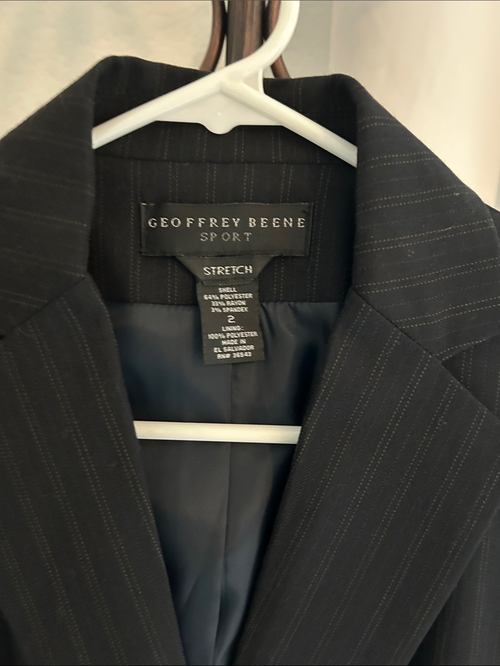 Geoffrey Beene Black Pinstripe Stretch Sport Blazer
